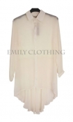 EC Women's Cream Lace & Pleated Dipped Hem Shirt