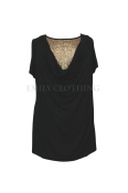 EC Women’s Black Gold Sequin Evening Tunic Top 