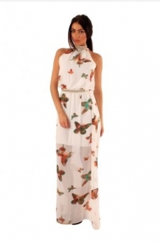 FB Alexis Cream/Butterfly Print Maxi Dress