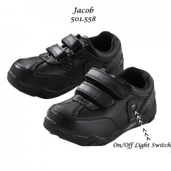 1KH BOYS JACOB LEATHER SCHOOL SHOES WITH LIGHTS