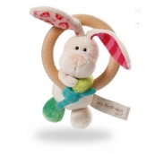 My First NICI Rabbit Tilli Wooden Rattle Ring with Bell